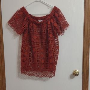 Maurices cabernet colored off the shoulder lace top